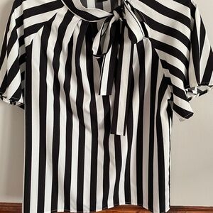 Black and white stripe blouse size small
